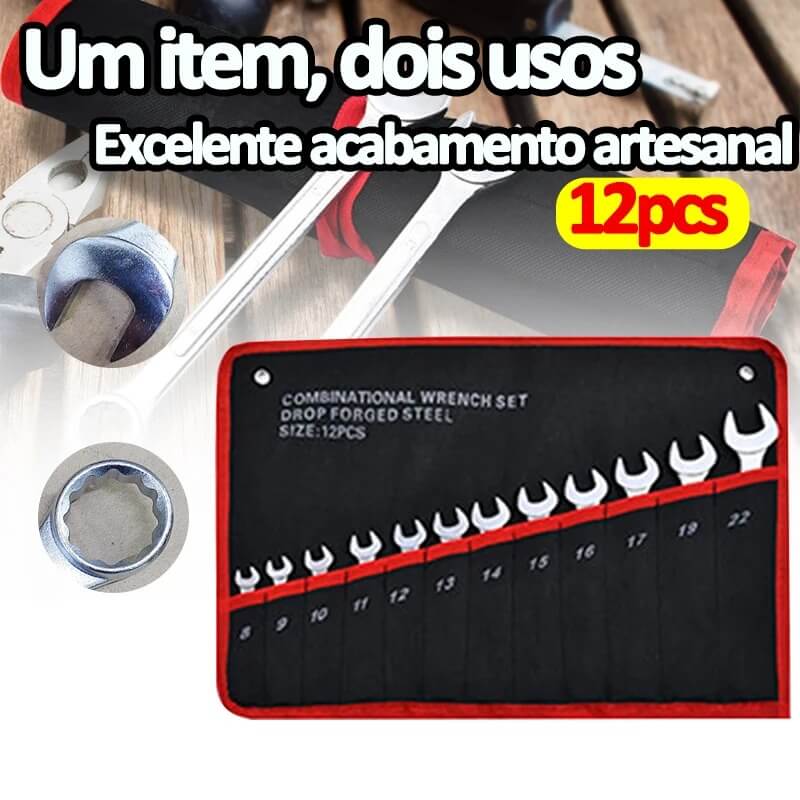 Jogo de Chave Combinada Aço - 12 pcs