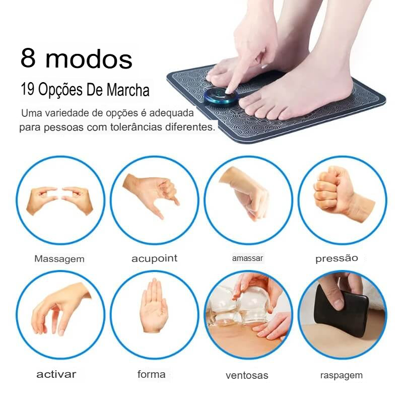 Tapete Massageador Para Os Pés Almofada Pro Ems Recarregável